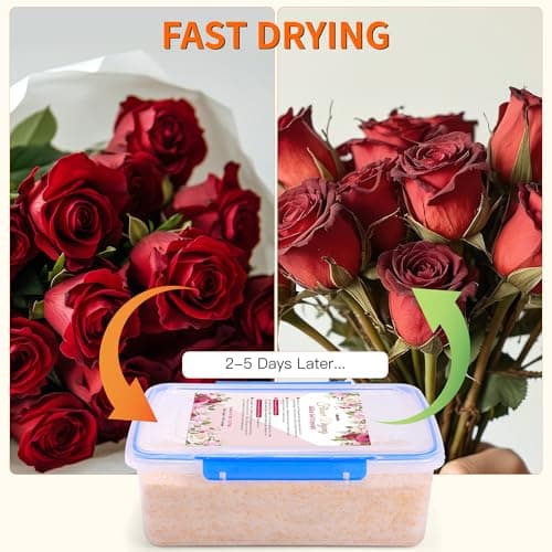 Aboofx 5LBS Silica Gel Flower Drying Kit, Reusable Color Indicating Flower Drying Silica Gel Crystals with Airtight Container, Brush, Ice Scraper & Gloves, DIY Flowers Preservation Kit for Art Craft - Thumbnail 4