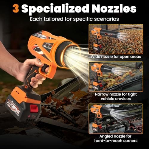 maXpeedingrods Cordless Leaf Blower, 550CFM Battery Leaf Blower with Charger, Infinitely Variable Speeds Lightweight Handheld, Leaf Blowers for Patio Cleaning, Car Water Blowing Leaves and Dust - Thumbnail 3