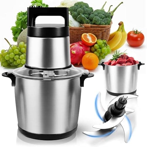 Electric Large Food Processor,6L Meat Grinder Stainless Steel for Home, Heavy-Duty Meat Blender Mincer with 2 Speed& 6 Blades,1200W Electric Food Grinder Chopper for Meat,Game,Hunt & Meal Prep - Image 1