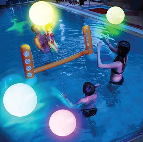 FLAMDYNO Pool Toys - 8 Pack Beach Balls for Kids w/ 8 Light Modes, Pool Beach Games Balls for Outdoor or Indoor Activities, Glow in The Dark Pool Beach Decorations for Kids and Adults.