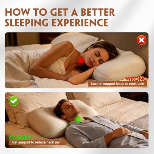 zomeyome Slow Rebound Memory Foam Pillow, Zero Pressure Neck Support Pillow for Side Back Stomach Sleepers, Breathable Comfort Bed Pillow for Pain Relief Sleeping - Thumbnail 5