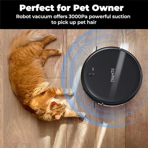 Thamtu Robot Vacuum and Mop for Hardwood Floor, Low-Pile Carpet, Pet Hair - Thumbnail 6