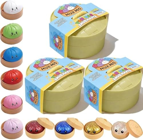 Glitter Dumpling Squishy Set - Colorful Sensory Stress Relief Collections, Random Squishy Gift Box with Sparkly Dumplings for Party Favors & Collectibles - Image 1