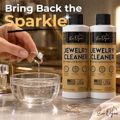 Evo Dyne 3-Pack Ultrasonic Jewelry Cleaner (8oz Per Bottle) – Solution for Diamond, Gold, Silver, Gemstones – Extra Concentrated Formula Jewelry Cleaner for Sonic and Ultrasonic Machines - Thumbnail 2