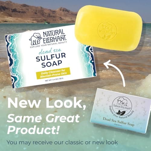 Natural Elephant Dead Sea Sulfur Soap 4.4 oz with Dead Sea Salt, Aloe Vera, Sulphur Face and Body Bar for All Skin Types (1 Sulfur + 1 Mud Soap (2 Bars Total)) - Thumbnail 2