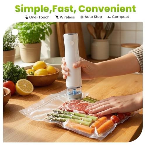 Compact Vacuum Sealer for Food, Rechargeable Handheld Vacuum Sealer Machine with 30 Reusable Vacuum Sealer Bags, Seal Meal Saver, Powerful Handheld Food Sealer for Freshness, Meal & Organizing - Thumbnail 3