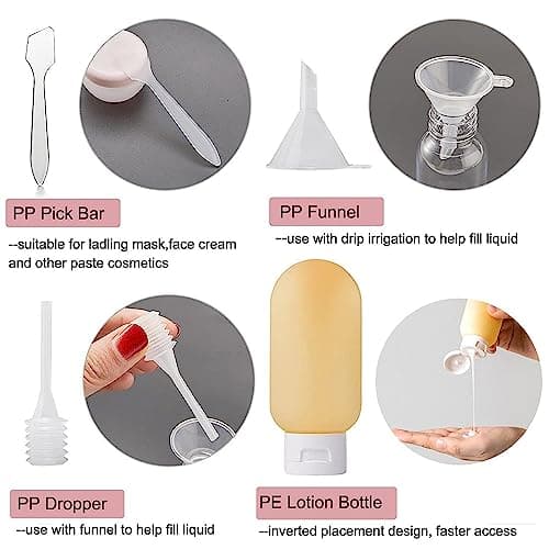 12 Pack Travel Bottles Set for Toiletries TSA Approved Travel Size Containers for Toiletries with Labels BPA Free Leakproof Squeezable Refillable Airplane Travel Accessories for Shampoo Conditioner - Thumbnail 4