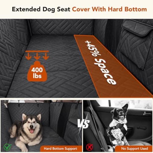 Cozila Dog Car Seat Cover for Back Seat, 600D Heavy-Duty Oxford Cloth Pet Car Seat Cover with Hard Bottom, Waterproof Dog Hammock for Car, Dog Car Seat Protector Scratch Proof Nonslip, Holds 400lbs - Thumbnail 2
