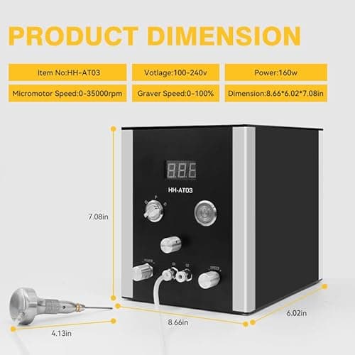 Katway Air-Free Pneumatic Engraving Machine - Dual-Head Pneumatic Impact Engraver for Jewelry and Metal Crafting, Jewelry Making Engraving Machines & Tools AT03 (Black) - Thumbnail 6