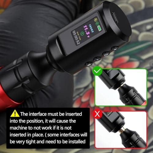 Solong Cordless Tattoo Gun Kit, 1800mAh Rechargeable Battery LED Display, Ergonomic Tattoo Machine Set with Ink Needles for Beginners Practice,SL-TKP202A-2 - Thumbnail 2