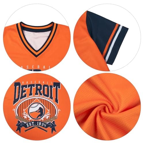 Baseball Jersey Shirts for Women - Baseball Detroitv T-Shirts Funny Game Day Fan Clothes Tops Orange - Thumbnail 6