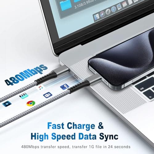 DFLASHS 3-Pack 3FT 60W Type C to Type C Nylon Braided USB C Fast Charging Cable for S23 Ultra/A14/S23/A54, iPhone 16/Pro Max, iPhone 15/Pro Max, Pixel 8 7, Redmi, iPad Pro, MacBook Pro and More (3FT) - Thumbnail 5