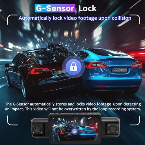 4 Channel 4K Dash Cam Front and Rear Inside, 360° View 1080P Dash Camera for Cars, Super Night Vision, Gravity Sensor, Loop Recording, WDR, 24H Parking Mode, WiFi & APP Control, with 64GB Card - Thumbnail 4