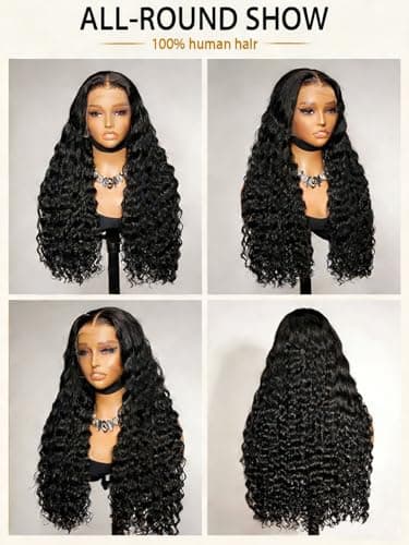 Peerless 28 Inch 13x6 Deep Wave Full Lace Front Wigs Human Hair 200% Density HD Frontal Wigs for Black Women No Synthetic Blend Pre Plucked Glueless Curly Human Hair Wig Natural Color - Thumbnail 5