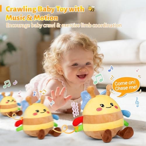 HonicWang Baby Toys 6-12 18 Months, Musical Crawling Baby Plush Toys for 3-18, Singing Recording Repeats What You Say, Tummy Time Infants Toys for Toddler 1 2 3 Year Old Boy Girl Birthday Gift Easter - Thumbnail 2