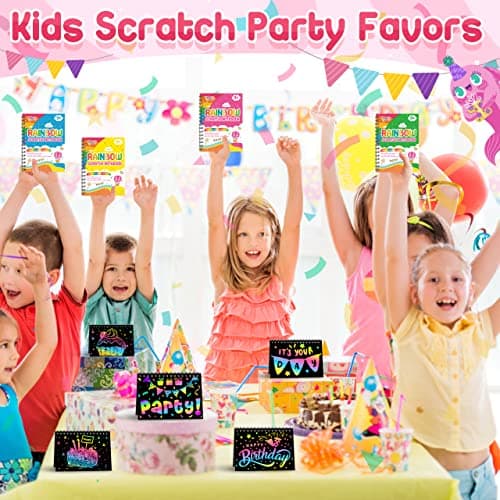 FEREDO KIDS Scratch Paper Art Party Favors for Kids: 24 Pack Rainbow Scratch Notebook, Goodie Bags Stuffers Coloring Books Party Favors for Kids 3-12, Bulk Classroom Birthday Gifts for Student - Thumbnail 6