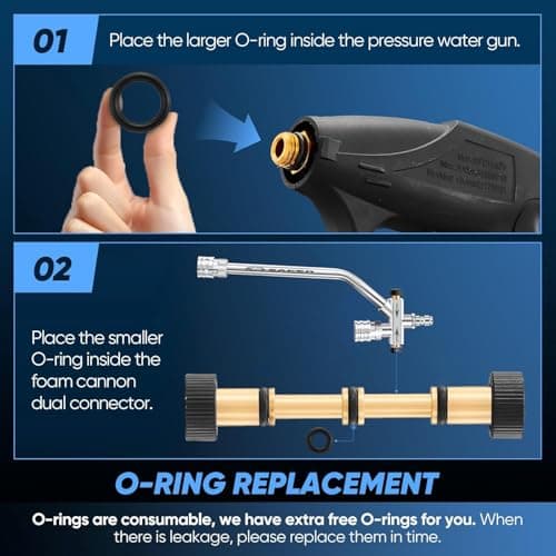 Saker Foam Cannon Dual Connector Accessory for Pressure Washer Kit,with Foam Cannon Dual Connector,Pressure Washer Gun for Car Washing and Cleaning,5 Power Washer Sprayer Nozzles - Thumbnail 5