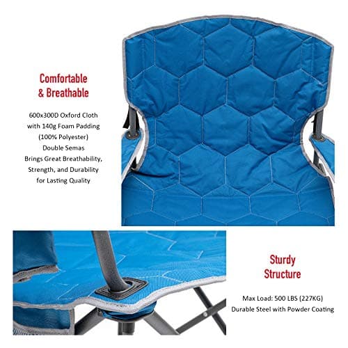 SUNNYFEEL XXL Oversized Camping Chair Heavy Duty 500 LBS for Big Tall People Above 6'4 Padded Portable Folding Sports Lawn Chairs with Armrest Cup Holder & Pocket for Outdoor/Travel/Picnic/Camp - Thumbnail 6
