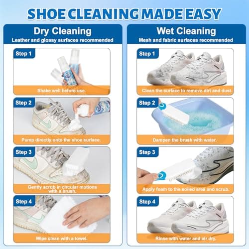 Jevvu Shoe Cleaner, 6.76fl.oz Sneaker Cleaner Foam for Removing Stains and Dirt, Shoe Cleaning Kit for White Shoes, Leather, Knit, Boots, Canvas, Fabric, Tennis - Thumbnail 6