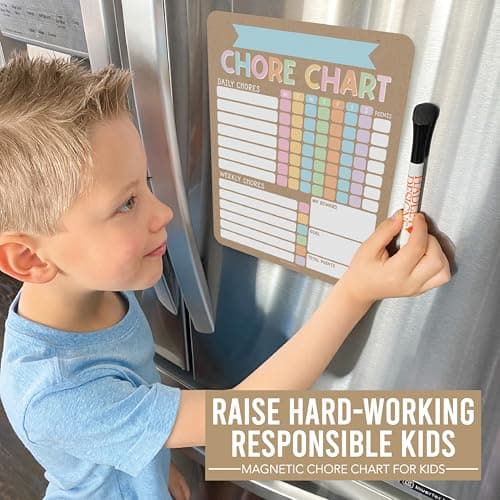 Hadley Designs Magnetic Chore Chart for Kids Multiple Kids – Dry Erase Chores Chart for Adults and Teens, Responsibility Task List for Family, Fridge Task Board Tracker at Home, Kraft Chore Board - Thumbnail 2