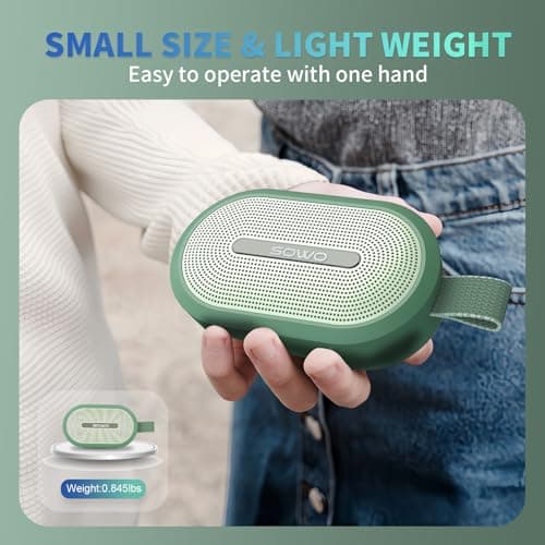 SOWO Wireless Portable Small Speaker, Ultra Magnetic Bluetooth Speaker for Golf Cart, Coverless IP67 Waterproof, 24 H Playtime, Pro Sound, Clip Hanging Design for Outdoor, Indoor - Green - Thumbnail 3