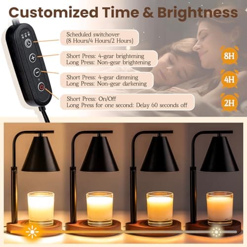 Marycele Black Candle Warmer Lamp with Timer, Height Adjustable Electric Lamp Candle Warmer, Black Home Room Decor Aesthetic, Birthday Gifts for Women Men - Thumbnail 3
