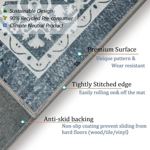 Office Chair Mat for Hardwood Floor, 0.2” Thick Non-Slip Desk Rug, Silent Glide Floor Protector for Rolling Chairs, Easy-Clean Surface, Silent Glide Mat for Tile & Laminate, Antiqued Slate - Thumbnail 5
