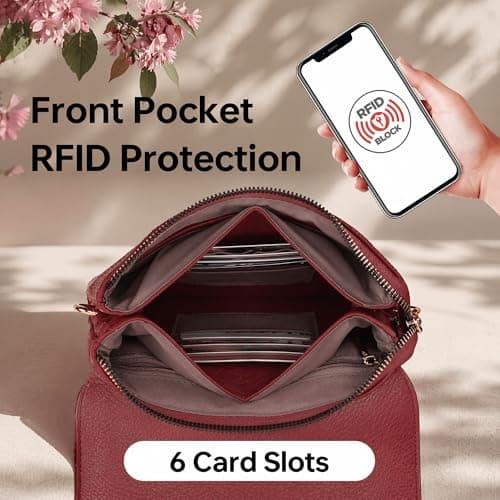 Goinsound Vegan Leather Crossbody Purse Minimalist Cell Phone Purse with RFID Blocking Card Slots for Women Going Out Red - Thumbnail 5