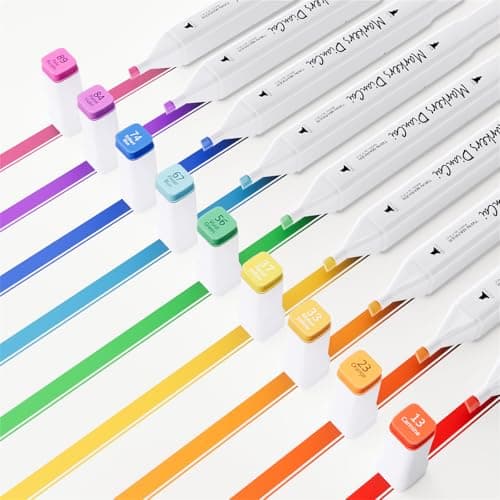 DTXDTech Alcohol Markers 80 Colors,Dual Tip Chisel & Fine Markers Set Waterproof Ink Alcohol Coloring Marker Art Marker Pens for Painting,Note,Marking,White Barrel - Thumbnail 4