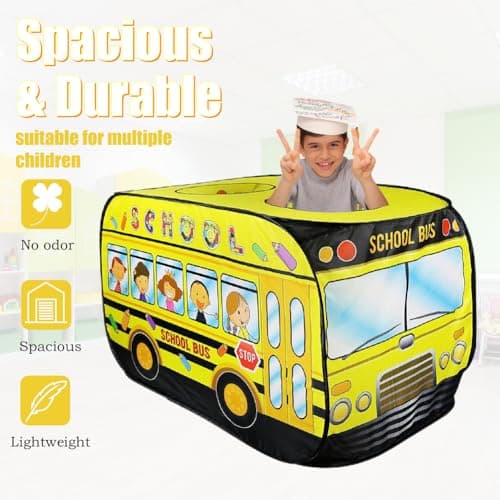 Pop Up Tent for Kids.School Bus Tent for Toddlers.Playhouses for Toddlers.Large, Easy to Organize.Birthday Gift for Girls & Boys.Can Be Played with by 2-3 Kids.Indoor Playhouse for Kids - Thumbnail 6