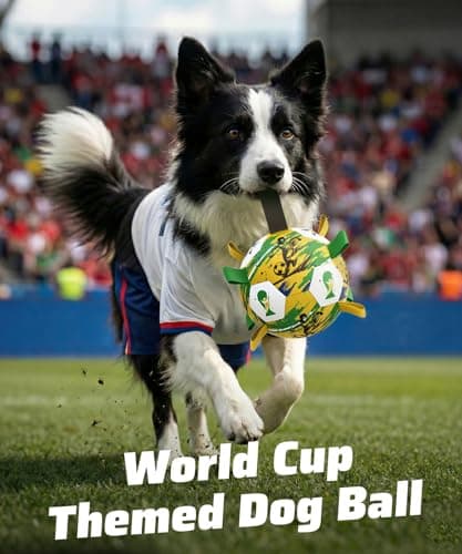 HETOO Dog Soccer Ball with Straps, World Cup Dog Toys, 8 inch Large Dog Herding Ball, Outdoor Indoor Water Pool Play Pet Birthday Gift for Medium Large Dogs - Thumbnail 2