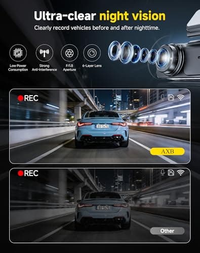 AXB Dash Cam Front and Rear: 4K+2.5K Dashcam with 5G WiFi APP Control & 64GB Card - Dual Dash Camera for Cars with 24H Parking Mode Night Vision Loop Recording Emergency Lock (V3) - Thumbnail 6