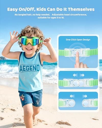 Aegend Kids Swim Goggles 2 Pack – Large Frame Anti Fog Soft Silicone Leak Proof UV Protection for Boys Girls Age 3-15 - Thumbnail 2