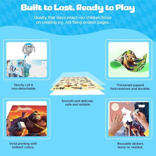 CutteeyFyry 4PCS Paint by Number Sticker Book Travel Activities Toys for Girls Boys Kids Ages 4-10 Road Trip & Airplane & Long Car Rides, Birthday Present, Preschool Classroom Party Gifts - Thumbnail 5