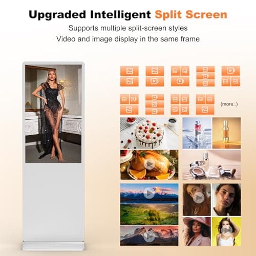 YCKJNB 37 inch Indoor Digital Signage Touchscreen IPS Floor Standing Digital Kiosks Interactive Displays with WiFi HDMI/USB Input Auto AD Player, Android OS White - Thumbnail 6