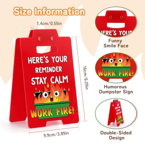 AGIFTMIND Funny Dumpster Signs for Desk Decor Accessories, Office Desk Sign Christmas Gifts for Coworkers Employee Boss White Elephant Gifts Exchange (Red, 1P) - Thumbnail 2
