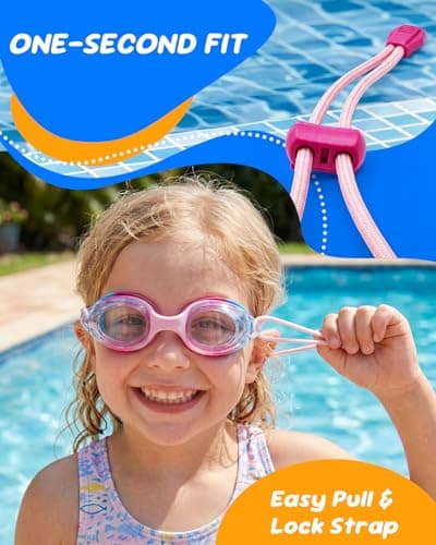 Aegend Swim Goggles for Kids Age 3-8 (Pink & Purple) - Thumbnail 2