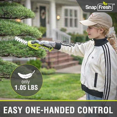 SnapFresh Cordless Grass Shear Bush Trimmer, 2 in 1 Handheld Hedge Trimmer, 7.2V Electric Grass Trimmers, Lightweight Shrubbery Trimmers Battery & Charger Included, Shrub Trimmer for Garden(Green) - Thumbnail 3