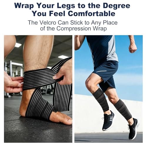 Wrap Around Calf Brace, Adjustable Elastic Bandage Sleeve for Lower Legs, Thigh, Ankle, Compression Sleeves Support for Varicose Veins, Edema, Swelling, Soreness, Shin splints, 1 Pair Calf Guards 70.87″‌ Black - Thumbnail 3