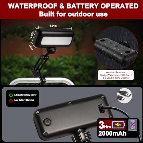 Grill Light Rechargeable for Blackstone & Weber, 400LM LED Grill Handle Light, Auto On/Off Sensor, USB-C Rechargeable, 360° Adjustable, Waterproof Outdoor BBQ Grill Accessories Gift for Men Dad - Thumbnail 2