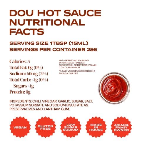 DOU by Uncle Chen Sriracha Hot Chili Sauce - Naturally Red, Fresh Jalapeño & Cayenne, Professional Kitchen Quality, 60-Year Family Recipe (128oz) - Thumbnail 2