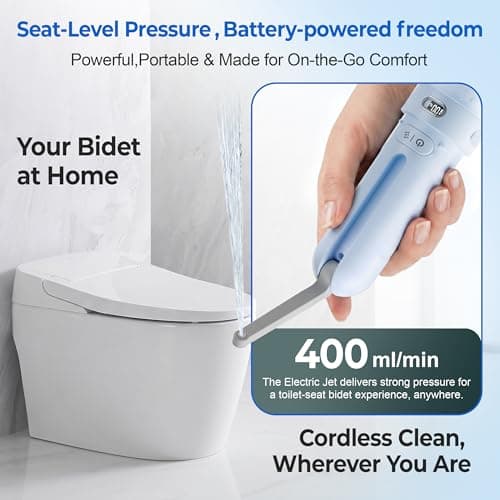 WeWi HLTH Portable Bidet for Travel | Bathroom - Rechargeable Electric Bidet Sprayer with 3 Pressure | Waterproof for Ultimate Personal Hygiene Cleaning at Home Office and Camping (Blue) - Thumbnail 3