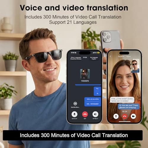 AI Smart Audio Translation Glasses with Real-Time Language Translation 139 Languages via App, Bluetooth Open-Ear Eyewear, AI Assistant, Photochromic Sunglasses, Meeting Recorder for Travel Business - Thumbnail 4