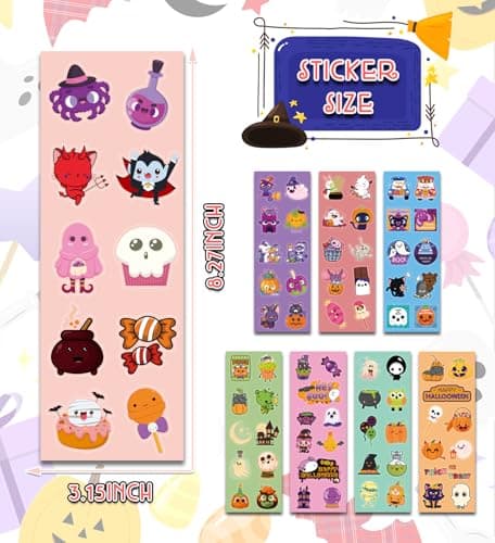 HSHFAMIIY Halloween Stickers - Halloween Party Favors - 40 Sheets 400Pcs Crafts Stickers for Kids - Kids Decorations Party Supplies Games Sticker for Boys Girls - Thumbnail 4