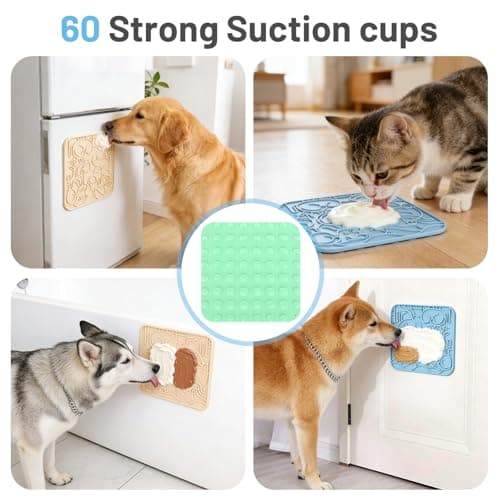 Lick Mat for Dogs,Lick Pads for Cats with Suction Cups- Large&Small Pet Anxiety Relief, Slow Feeder Dog Bowls, Bathing, Grooming and Training -2PCS Packing (Yellow+Green, Small) - Thumbnail 6