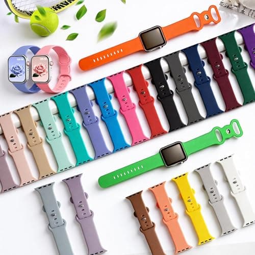 26 Pack Sport Bands Compatible for Apple Watch Bands 38/40/41/42/44/45/46/49mm with Portable Fun Alphabet Printed Storage Bag, Soft Silicone Strap for Women Men iWatch Band Series 11 10 9 8 7 6 5 4 SE - Thumbnail 3
