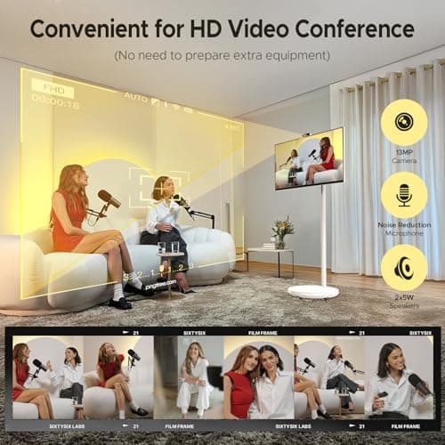 Zylosian 32 Inch Portable TV with Touchscreen, Mobile Smart Screen on Wheels, Rolling TV Android Monitor, FHD IPS Large Display, 8+128GB, Wireless Mirroring, Adjustable Stand, for Home/Office - Thumbnail 6