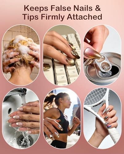 PSUVP Nail Glue&Remover Gel Nail Glue No U/V Light 15ml Super Strong Nail Glue for Press On Nails & Clear Acrylic Nails Tips Air-Dry Strong-Hold Formula - Thumbnail 5