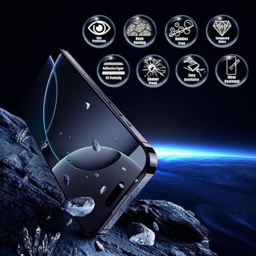 JESOHO Screen Protector for iPhone 15/16(6.1 inches) Blue Light Blocking, Military-Grade Shatterproof HD Tempered Glass with Easy Installation Tray,Touch Sensitive, 9H Hardness, Anti-Scratch 2 Pack - Thumbnail 5