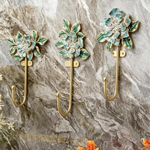 bordorsse Vintage Wall Hooks Decorative Rack Hangers, 3 Pack Metal Wall Mounted Hook for Hanging Coats - Thumbnail 6